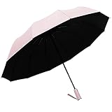 UV Sun Rain Umbrella,12 Ribs Compact Folding Travel Umbrella for Women Men Kids, Auto Open Close Compact Folding Rain Umbrellas for Daily Uses, Portable Windproof Umbrella 2 in 1 Umbrella (Pink)