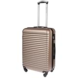 Christian Wippermann Koffer L 80L - Robuster ABS Hartschalenkoffer Größe L 44x66x28 cm - Leicht mit Schloss - 4 Rollen 360 Drehbar - Ideal für Reisen - Mittelgroßer, Leichter Rollkoffer, Gold