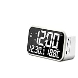 YVAAASIYC Digitaler Wecker, Bluetooth-Lautsprecher, TF-Karte/USB-Wiedergabe, automatische Zeiteinstellung for Schlafzimmer und Büro(Black)
