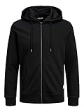 JACK & JONES Herren Basic Reißverschluss Baumwoll Hoodie - Schwarz - L