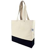 Elberfelder Leinen Canvas Tasche unbedruckt – Einkaufstasche aus Baumwolle (35×35×10 cm), robust & nachhaltig, Innentasche mit Reißverschluss, naturfarben, OEKO-TEX zertifiziert