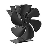 Tubiaz 6 Blättern Kaminventilator, Ofenventilator hitzebetrieben， Kamin Ofen Ventilator für Holzbrenner, Kaminöfen, Umweltfreundlich Friendly leiser Betrieb Ventilator mit magnetischem Thermometer