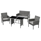 SVITA Brooklyn XL Polyrattan Essgruppe Lounge Garnitur Gartenmöbel Set Esstisch