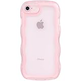 Mouzor Niedliche Hülle, kompatibel mit iPhone 7/8, Hülle mit gewelltem Rahmen für iPhone SE 2020/SE 2022, durchsichtige, rosa, weiche, stoßfeste TPU-Hülle für Mädchen und Frauen