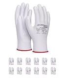 DONAU SAFETY Montagehandschuhe Handschuhe/Größe 10, 12 Paar/Kat. II/Weiß/Handschuhe Arbeitshandschuhe aus Polyester/Polyurethan/Garten-, Builders, Mechaniker