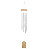Jinlaili Windspiel 65CM - 6 Aluminiumlegierung Rohre Wind Bell Mit Holz Design für Den Außenbereich - Metall Geschenk für Gartenterrasse Hinterhof Home Decor