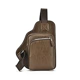 NGYYIO Herrentaschen für Herren Herren Brusttasche Umhängetasche Luxus Design Hochwertige PU Leder Handtasche Brusttasche Vintage Freizeit Herren Umhängetasche(Dark Brown)