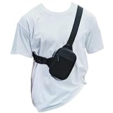 Klein Brusttasche Herren, Handy Umhängetasche Klein Herren, Mini Handy Schultertasche Handytasche mit Portemonnaie Herrentasche zum Umhängen Klein Handtasche Camping Chest Sling Crossbody Bag, Schwarz