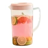 Wasserkrug mit Siebdeckel und Ausguss, 2, 6 l klarer Teekrug aus Kunststoff mit Griff und Skala, heiß-/kältebeständiger Saftkrug für Eistee, Limonade, hausgemachte Getränke