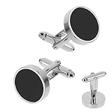 Ouligay Manschettenknöpfe Herren Manchettenknoepfe Klassische Edelstahl Cufflinks for Men Schwarz Cufflinks für Herren Männer Hochzeit Business Hemd