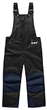 BenBoy Kinder Skihose Schneehose Wasserdicht Softshellhose Gefüttert Warm Hosenträgerhose Latzhose Winddicht Outdoorhose Winter Jungen Mädchen Snowboardhose HXK7112-Black-L=164