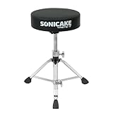 SONICAKE Schlagzeughocker Höhenverstellbar von 43-60cm Drumhocker faltbar mit rutschfest gepolsterter Sitzfläche Extra Dicke 8cm Polsterung Schwarz