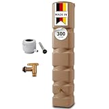 4rain Basic Regentonne Komplett-Set 300 Liter Taupe inkl. Kunststoff-Auslaufhahn und Fallrohranschluss - Wandtank, Wassertank, Fass, Regenfass, Regenwassertonne, Regenwassertank, Wasserbehälter