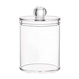 Wattebausch-Halter – leicht zugänglicher Spenderkanister, Aufbewahrung für Wattestäbchen, transparenter, stabiler Badezimmer-Organizer, Waschtisch-Arbeitsplatte | Ideal für den Medizinschrank aus Baum