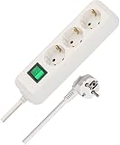 Brennenstuhl Eco-Line, Steckdosenleiste 3-Fach (Mehrfachsteckdose mit erhöhtem Berührungsschutz und Schalter) (weiß, 5,0m)