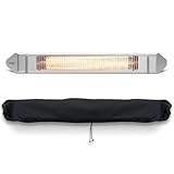 VASNER Teras 25 Basix – Elektrischer Terrassenstrahler mit 1 Heizstufe, 2500 Watt, Infrarot Heizstrahler für Outdoor, Infrarotstrahler Gastro/Terrasse, extern steuerbar (Silber mit Cape)