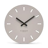 Cander Berlin MNU 2515 P Tischuhr lautlos ohne Ticken 15 cm analog batteriebetrieben warmgrau modern MDF