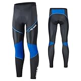 MEETWEE Herren Radlerhose Lange Fahrradhose, Kompression Radhose Leggings Radsport Hose für Männer Elastische Atmungsaktive 3D Schwamm Sitzpolster (Blau-a, XL)