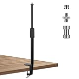 TARION Tisch Lichtstativ Klemmstativ 35-62cm einstellbar Licht Einbeinstativ mit 1/4 Schraube und 1/4 auf 3/8 Gewindeadapter für Fotografie Streaming Video Aufnahme(S)