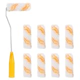 Vaguelly Kleiner Farbroller 21 Stück 20 Kleine Baumwollfaden Rollenpinsel mit 32cm Griff Kleiner Wandfarbroller für Türen Fenster Fußleisten Langlebiges Malerwerkzeug für Heimwerker