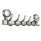 Whnbuij Wandgarderobe, Saugnapf, Hutaufhänger mit 6 Haken, Kleiderhaken, Mehrzweck-Kleiderbügel für Badezimmer, Küche, Eingangsbereich