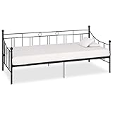 vidaXL Bettgestell Metallbett Bettsofa Bett Tagesbett Kojenbett Einzelbett Schlafzimmerbett Bettrahmen Lattenrost Schwarz Metall 90x200cm