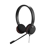 Jabra Evolve 20 MS Stereo Headset - Microsoft zertifizierte Kopfhörer für VoIP Softphone mit passivem Noise-Cancelling - USB-Kabel mit Anrufsteuerung - Schwarz