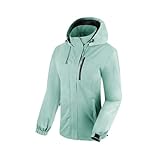 BATHRINS Regenjacke Damen Wasserdicht Atmungsaktiv Wanderjacke Windbreaker Damen Leicht Outdoor Jacke Mesh Gefüttert Fahrrad Jacke mit Kapuze（Hellgrün,XXL）