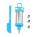 Spritzen-Spritzpistole zum Backen von Kuchen Stainless Steel Cookie Decorating Sets Biscuit Press Maker Cream DIY Pastry Syringe Extruder Nozzles Kitchen Baking Tools Kuchen mit Gebäck-Presspistole(Bl