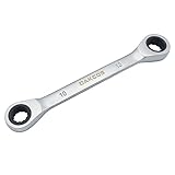 DAKCOS 2 in 1 Ratschenschlüssel 10x13mm Doppel Ratschenringschlüssel aus CR-V mit mattierter Chromoberfläche