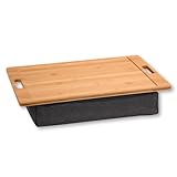 Kesper | Knietablett, Mateial: Bambus, Textil, Maße: 45 x 31 cm/Höhe: 8 cm, Farbe: Braun, Grau | 77622