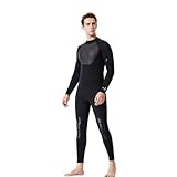 HEFAM Neopren Taucheranzug 3mm Unisex Langarm Einteiler Tauchen Schnorcheln Surfen Kaltwasser Schwimmanzug Maenner Frauen,Man Black,XXL