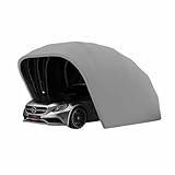 Grauer Carport aus Edelstahl, 5,5 x 2,4 x 2,3 m, Faltbarer Carport mit Stahl-Zahlenschloss, halbautomatische Autogarage, für Pickups, Boote und Autos, grau