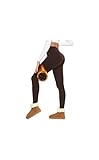 BENNIES Thermo Leggings Damen Thermoleggings Winter Gefüttert Leggins Braun High Waist Fleece Winterleggings Lange Blickdichte Thermoleggins Thermohose Warme Sportleggins Sport Hose Weiche Yogahose L