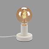 BRILONER - Nachttischlampe Retro mit Kabelschalter, E27 Fassung, max. 10 Watt, Tischlampe vintage, Lampe, Schreibtischlampe, Tischleuchte, Bürolampe, Leselampe Bett, Leselicht, 10x9 cm, Weiß