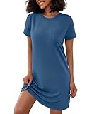 Jahetuul Nachthemd Damen Kurzarm Baumwolle Rundhals Schlafshirt Sommer Schlafkleid Nachtkleid Nachtwäsche Nachthemden für Damen Negligee