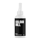 Colour Mill Choco Drip Black, Drip Cake Glasur, Schokoladen-Glasur für Torten, Kuchen, Kekse, Macarons, Eis, Cake Pops, Eerdbeeren, Kuchenglasur Tortendekorationen - Schwarz - 125g