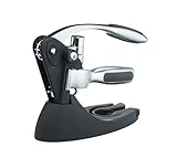 BarCraft Hebel-Korkenzieher und Weinflaschenöffner, mit Flaschenverschluss, Folienschneider und Ersatz-Antihaft-Schnecke, Metal Shimmer, 1 Set mit Präsentationsbox