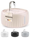 PrettyPaw Katzenbrunnen Aqua Flow Pro [NEUEINFÜHRUNG] Super leiser, BPA-freier 3L Trinkbrunnen für Katze mit LED und Aktivkohlefilter I Leicht zu reinigender Katzen Trinkbrunnen I Aqua Flow (Beige)