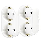 2 Stück Doppelstecker für Steckdose, Steckdosenadapter 2-Fach mit Schutzkontakt, Tragbar Steckdosenverteiler Ohne Kabel,steckdosen doppelstecker für Küche Büro Hause Reisen