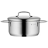 WMF Mini Kochtopf klein 16cm, Metalldeckel, Bratentopf Induktion 1,5l Volumen, Topf 16cm, Cromargan Edelstahl poliert, stapelbar, für kleine Portionen, Singlehaushalte