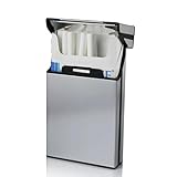 Lorxilar Zigarettenetui Aluminium Magnetischer Deckel Zigarettenschachtel Schlank Zigarettenbox ZigarettencaseWhite,One Size