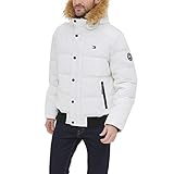 Tommy Hilfiger Herren Quilted Arctic Cloth Snap Front Snorkel Bomber Jacket Parka, weiß, Groß