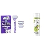 Gillette Venus Deluxe Smooth Swirl Rasierer Damen Set, Damenrasierer + 3 Rasierklingen mit 5-fach Klinge + Satin Care Intimpflege Rasiergel (200 ml), Avocado Twist, Geschenk für Frauen