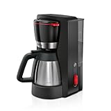 Bosch Filterkaffeemaschine MyMoment TKA6M273, Thermokanne 1 L, für 8-12 Tassen, Tropfstopp, schwenkbarer Filterträger, Entkalkungsprogramm, abnehmbarer Wassertank, 1200 Watt, Schwarz matt