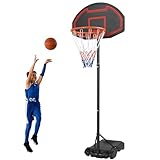 Basketballkorb, Transportable Basketballständer mit Rollen, verstellbare Korbhöhe 160 bis 210 cm höhenverstellbar mit Ständer, Basketballanlage für Kinder, Outdoor, Indoor