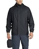 33,000ft Regenjacke Herren Leicht Wasserdicht Faltbare Regenmantel mit Kapuze Fahrrad Rain Windbreaker Windjacke Camping Outdoor schwarz XXL