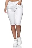 Elara Damen 3/4 Jeans Push Up Capri Chunkyrayan HB2582 White-46 (3XL)