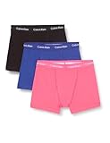 Calvin Klein Herren 3er Pack Boxershorts Trunks Baumwolle mit Stretch, Mehrfarbig (Wildflower/Hideaway Blue/Blk), L