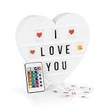 EASYmaxx LED-Leuchtkasten Light Box - Für individuelle Textbotschaften | Mega-Set mit 150 bunten Emojis und 173 austauschbaren Buchstaben, Zahlen und Symbolen [Herz]